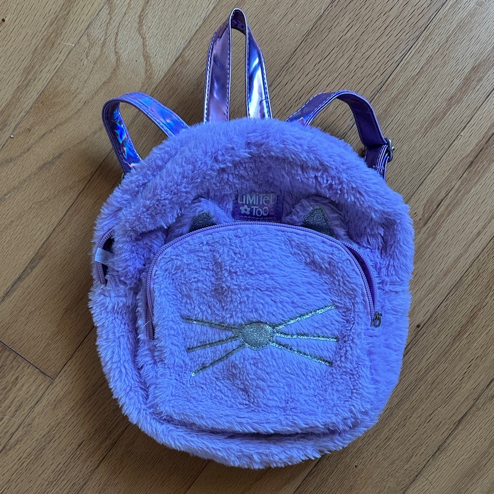 Limited Too purple furry backpack